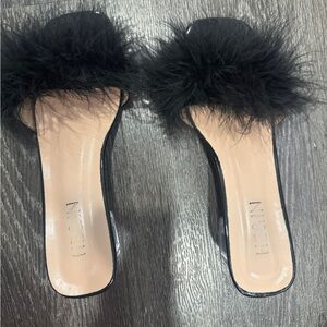 Black Feathered Women's Shoes